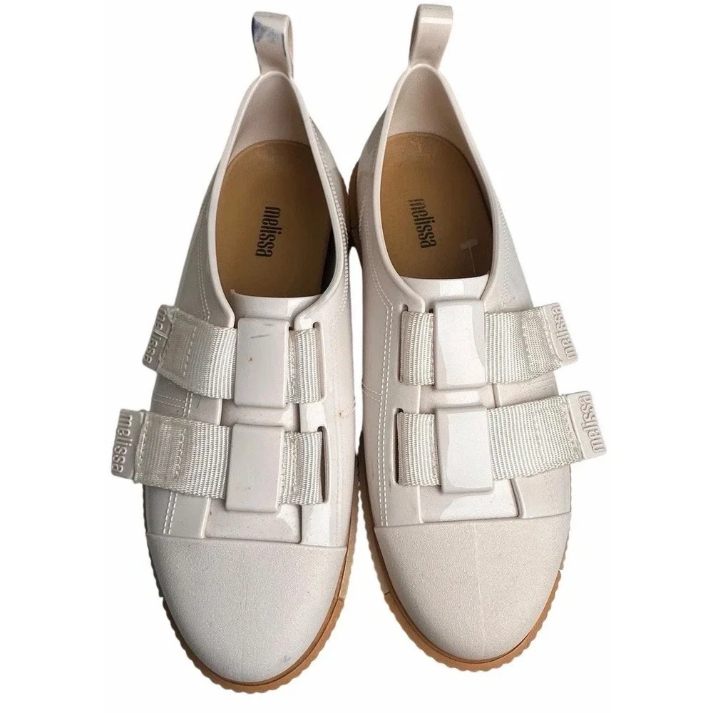 Melissa Kick Off White Jelly Platform Sneakers Double‎ Strap PVC Shoes 8